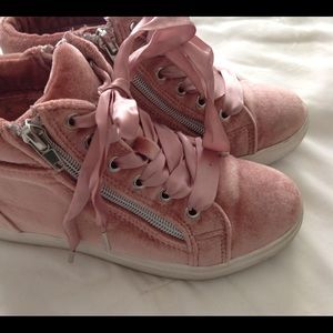 Steve Madden Pink Velvet High-top Sneakers